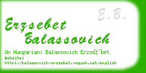 erzsebet balassovich business card